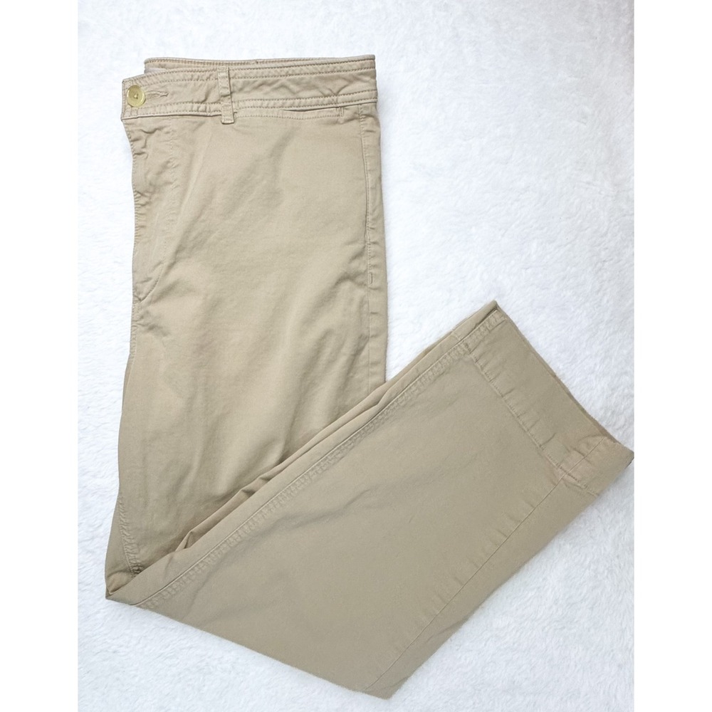Everlane Khaki Chino Pants Womens 14 Straight Leg Cropped Cotton Stretch EUC